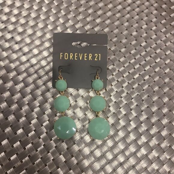 Forever 21 Jewelry - Forever 21 earrings, green & gold